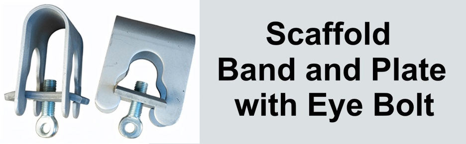 Scaffolding band and plate with eye bolt